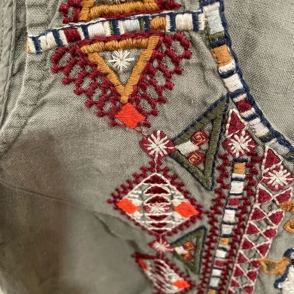 Johnny Was Womens Beatriz Linen Trapeze Tunic Dress XS Green Boho Cottagecore - Picture 7 of 8